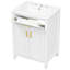 Meuble-lavabo 24 po avec lavabo en céramique - Économiseur d'espace élégant. L 24,2 po x P 18,5 po x H 34 po. Bois massif et fabrication. Poignées dorées. 2 portes à fermeture en douceur. De nombreuses options de rangement. Lavabo moderne-1932709704