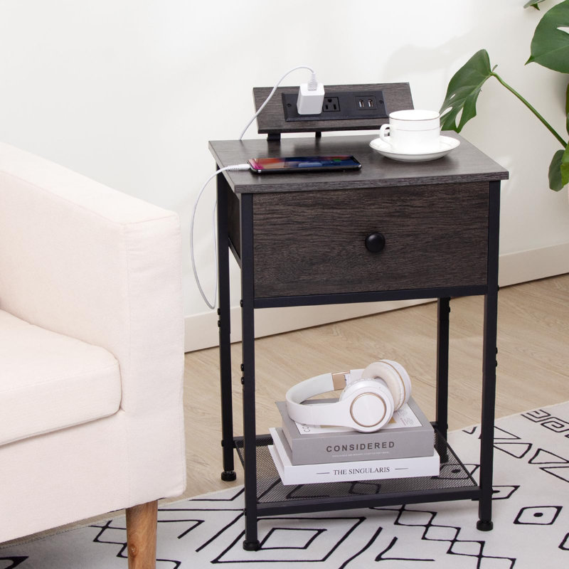 Ensemble de 2 tables de chevet, Gris foncé