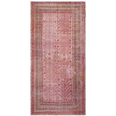 Antique Large Size Rustic Allover Pomegranate Design Hand Knotted Pile East Turkestan Khotan Rug