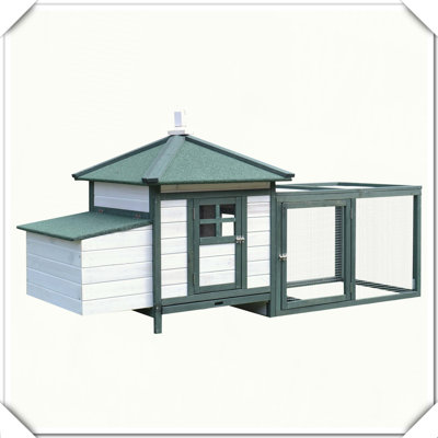 Wooden Chicken Coop with Nesting Box Removable Tray Ramp Run