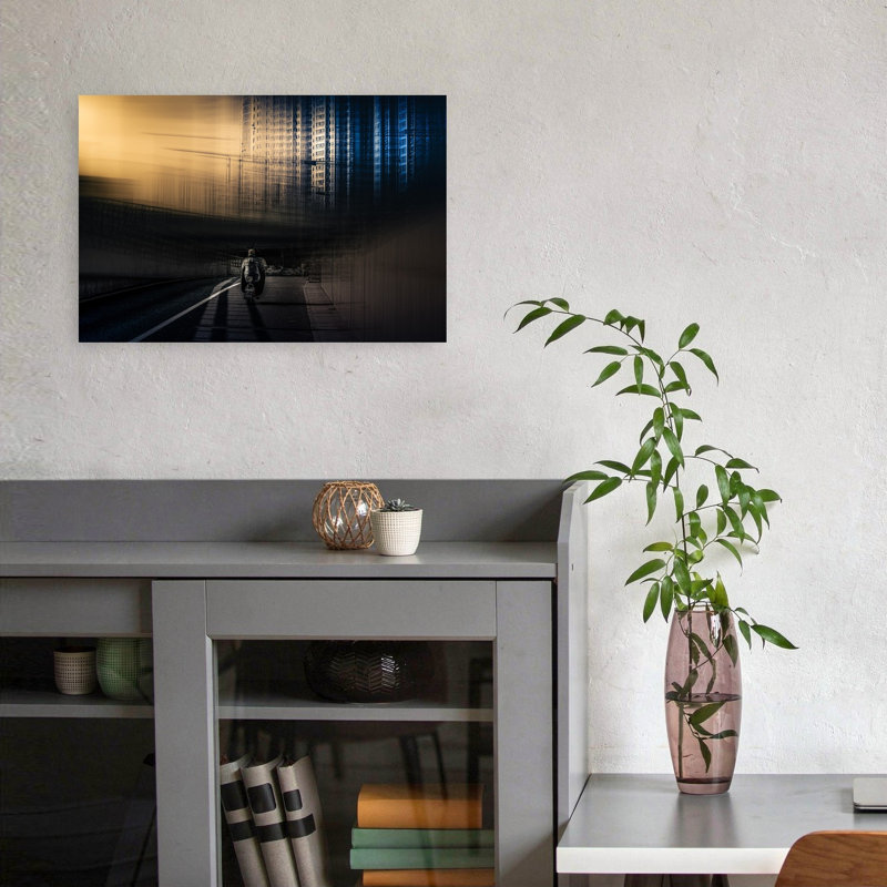 " Dynamic City Rider Abstract Modern Architecture City Wall Art Print " Print, 12" H x 18" W