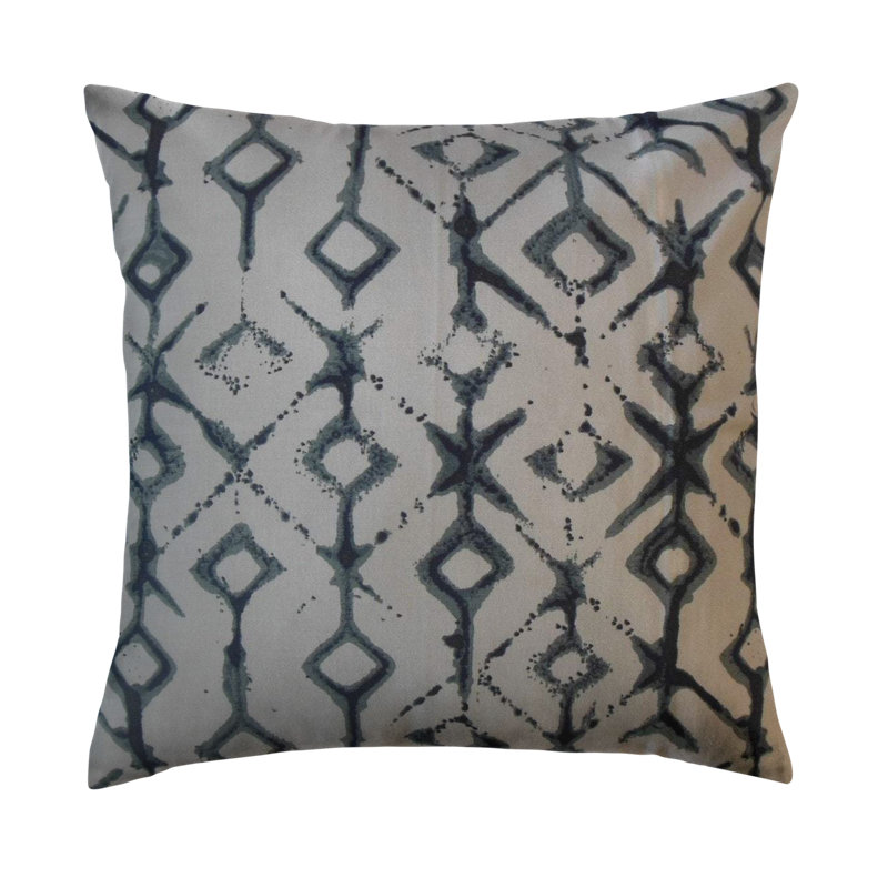Oreiller en coton Kaniel Ikat, 22 po x 22 po, Coussin décoratif, Bleu