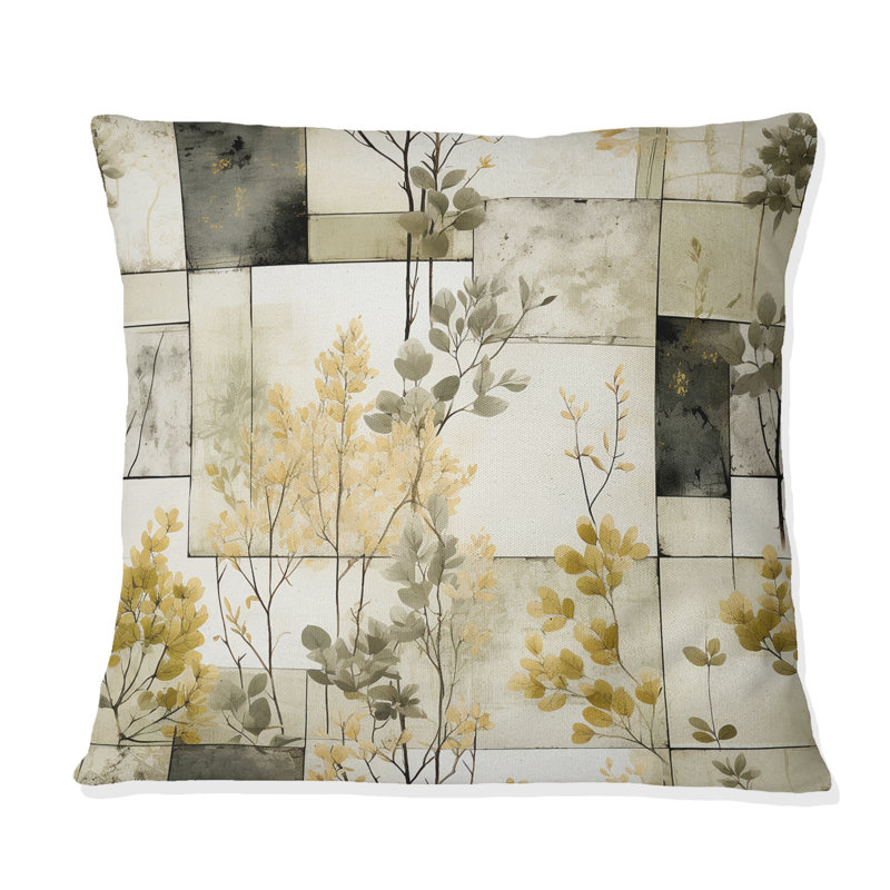 Coussin décoratif en polyester Green Cubic Botanical Dreams I, H 16 po x l 16 po