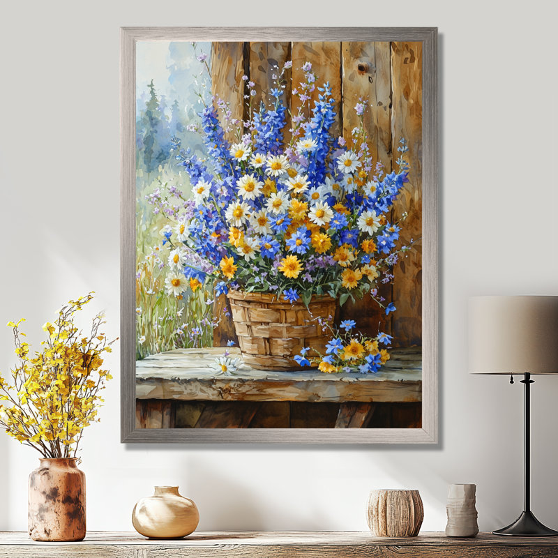 Stevens - Floral Wall Art Prints, Argent argent, H 44 po x l 34 po, Reproduction encadrée d'une seule photo