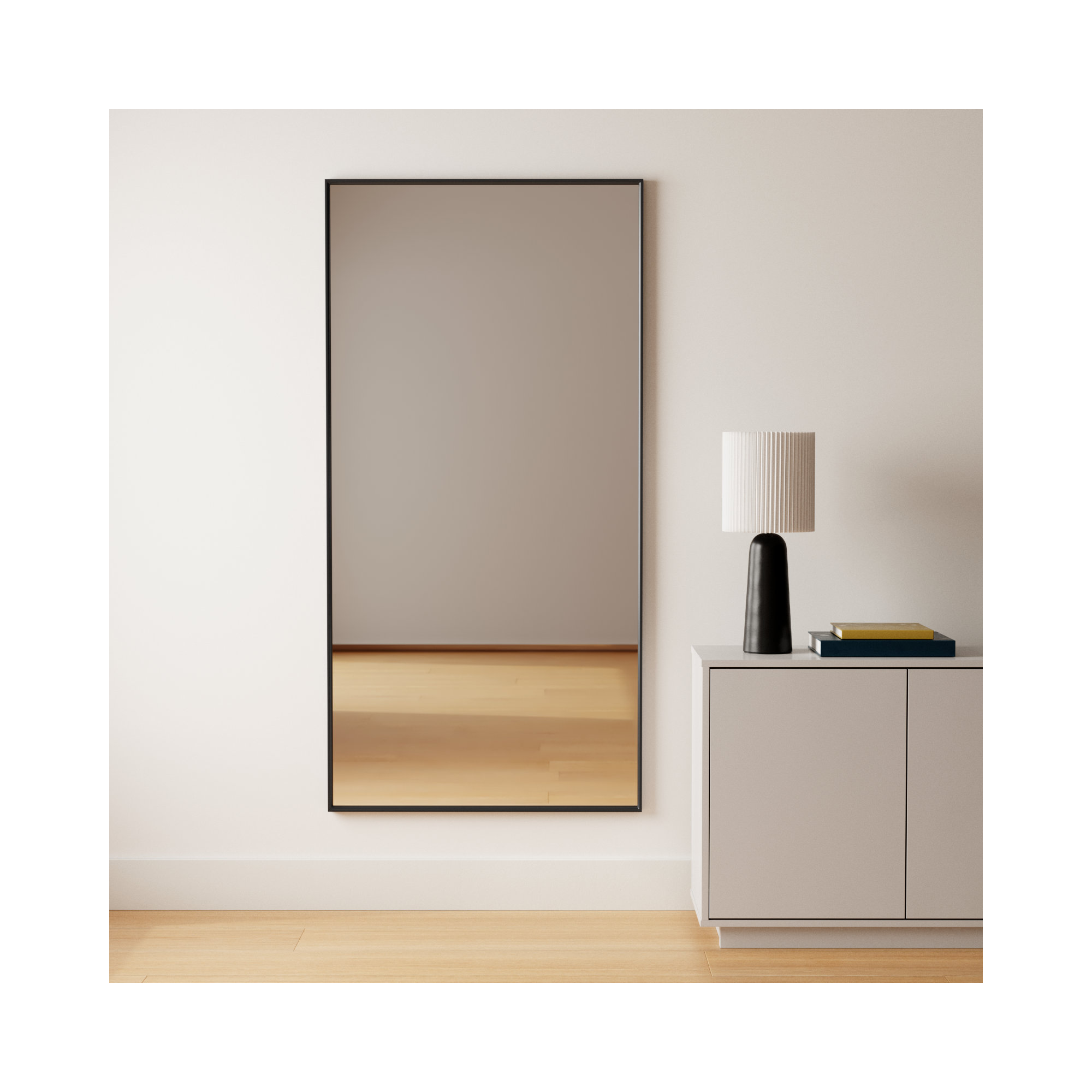 Sabine Metal Rectangle Wall Mirror, 72" x 36", Black