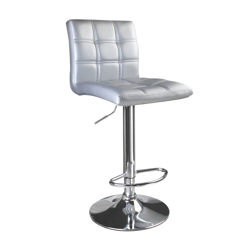 Ludly 32.5" Adjustable Spin Bar Stool, Silver
