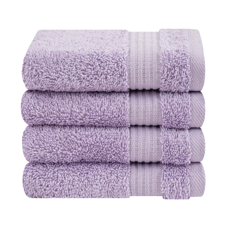 Ensemble de débarbouillettes 100% coton turque, 4 pièces de chiffon doux et absorbant, Lilas