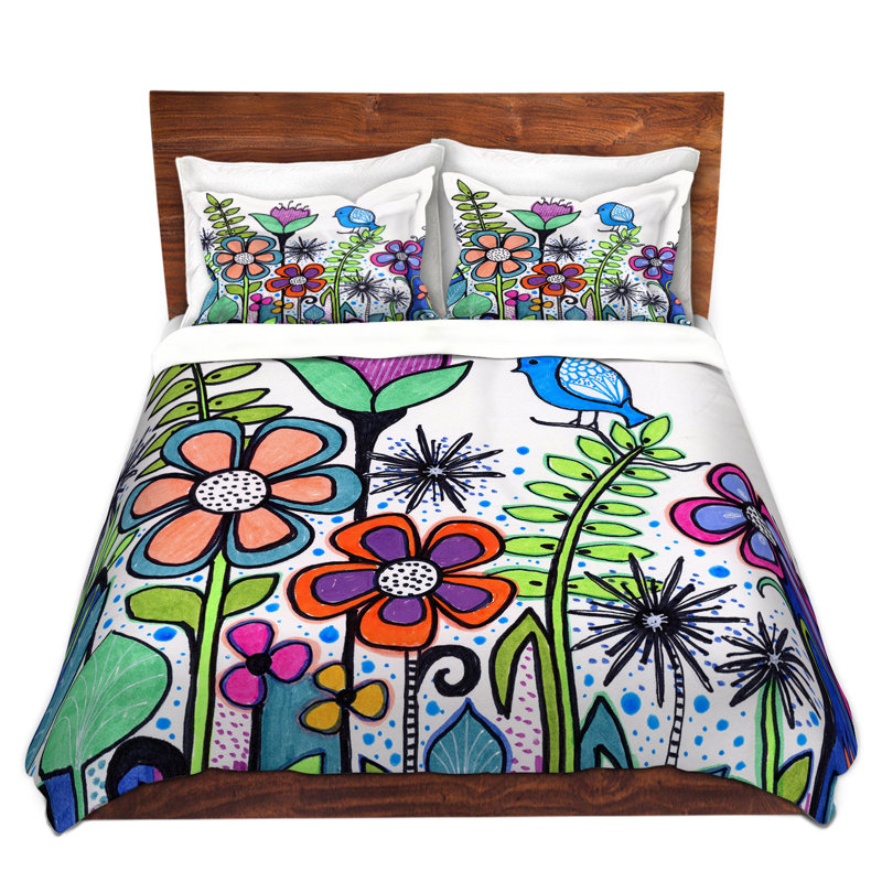 Polyester Floral Duvet Cover, 1 Queen Duvet Cover + 2 Standard Shams