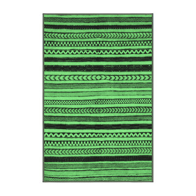 Tapis lavables à la machine à motif abstrait vert émeraude 2297