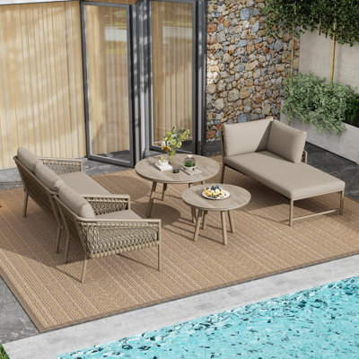 5 Person Garden Lounge Set With Cushions And Coffee Table