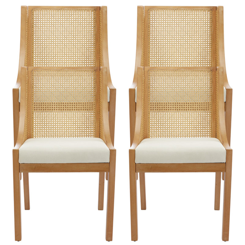 Chaises d'appoint rembourrées en bois massif de style rustique en rotin, Beige