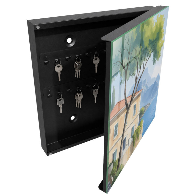 Key storage cabinet, Opens to the right, 30x30x5, Black, Mediterranean lake house, 
