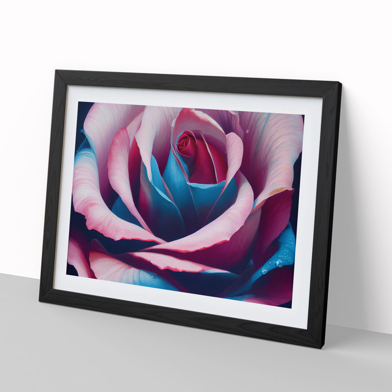 Colourful Rose Flower Vol.4 - Single Picture Frame Painting, Black Framed, 34cm H x 46cm W x 2cm D