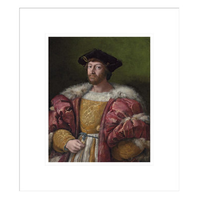 Portrait de Lorenzo de Medici, duc d'Urbino tenant une boîte dorée par Raphael - Impression Giclée encadrée