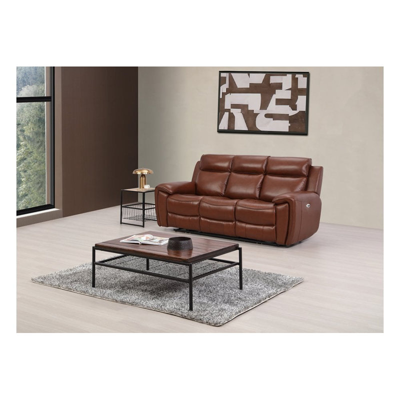 Annecy Genuine Leather Electric Power Recliner 3 Seater, Tan