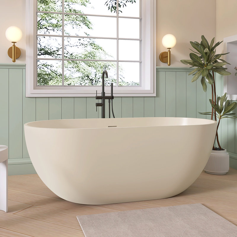 Baignoire de trempage autoportante 59 po. X 29 po., Crème chaleureuse