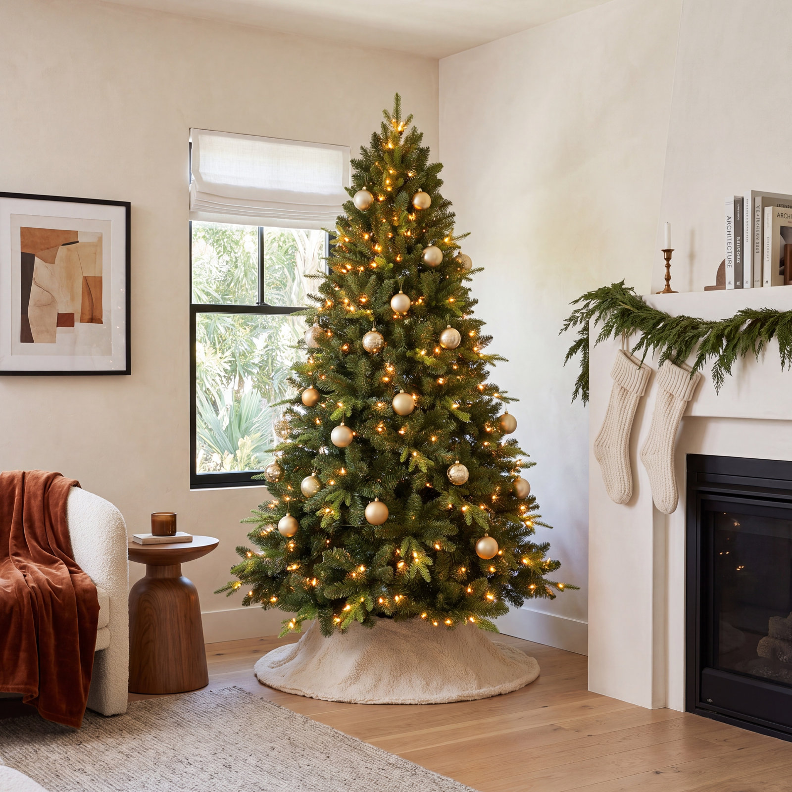 Pre-Lit Spruce Christmas Tree, 6'