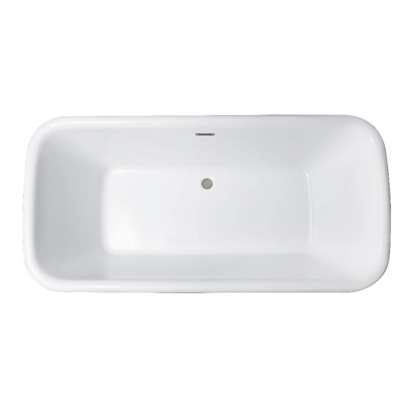 Kingston Brass Aqua Eden 71-Inch Acrylic Oval Rectangular Double Ended Pedestal Tub with Drain (No Faucet Drillings)
