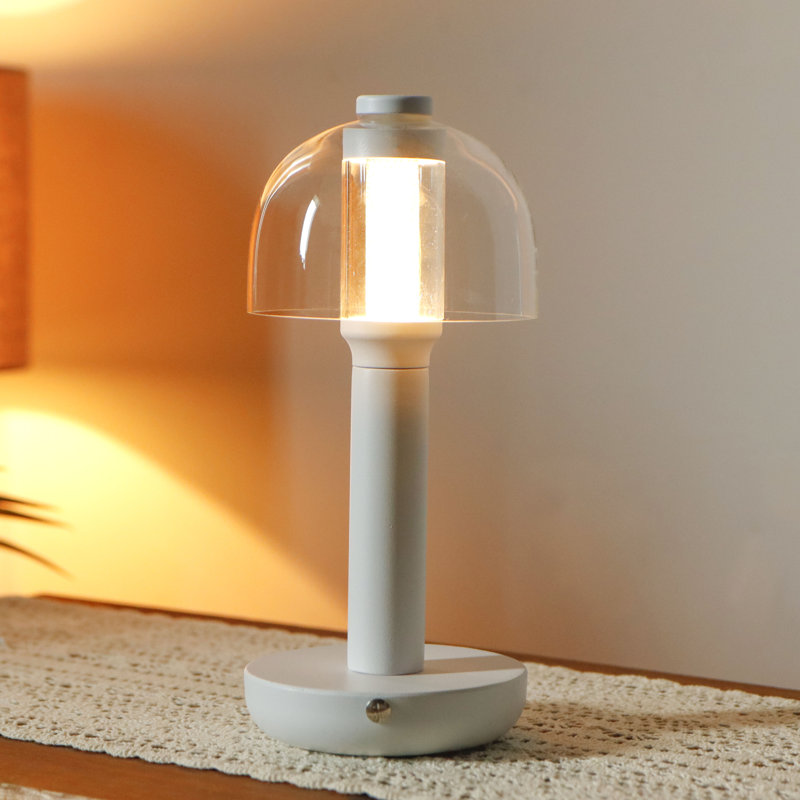Lampe de table à DEL à pile Ebern Designs, Blanc