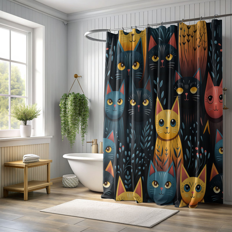 Rideau de douche Sinister Feline - Premium, H 74 po x l 71 po