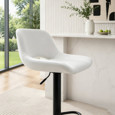 Ensemble 2 pièces de tabourets de bar pivotants et réglables modernes en polyuréthane blanc
