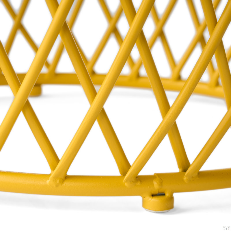 Lightweight Iron Side Table with Lattice Design for Patio and Outdoor Use, No Assembly Required, Yellow