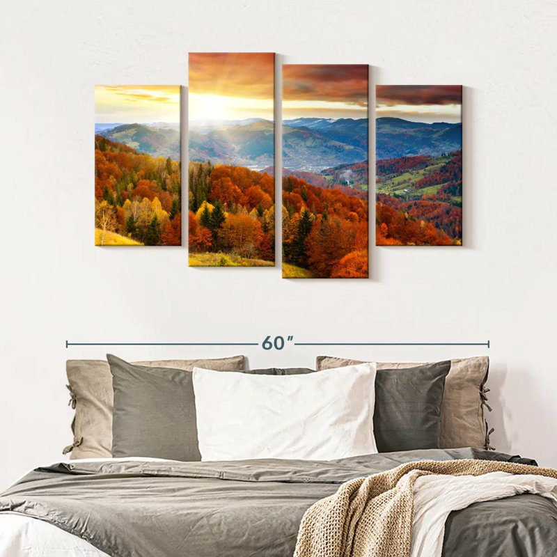 Montagne avec arbres, reproduction d'art sur toile, H 52 po x l 32 po x P 1,25 po