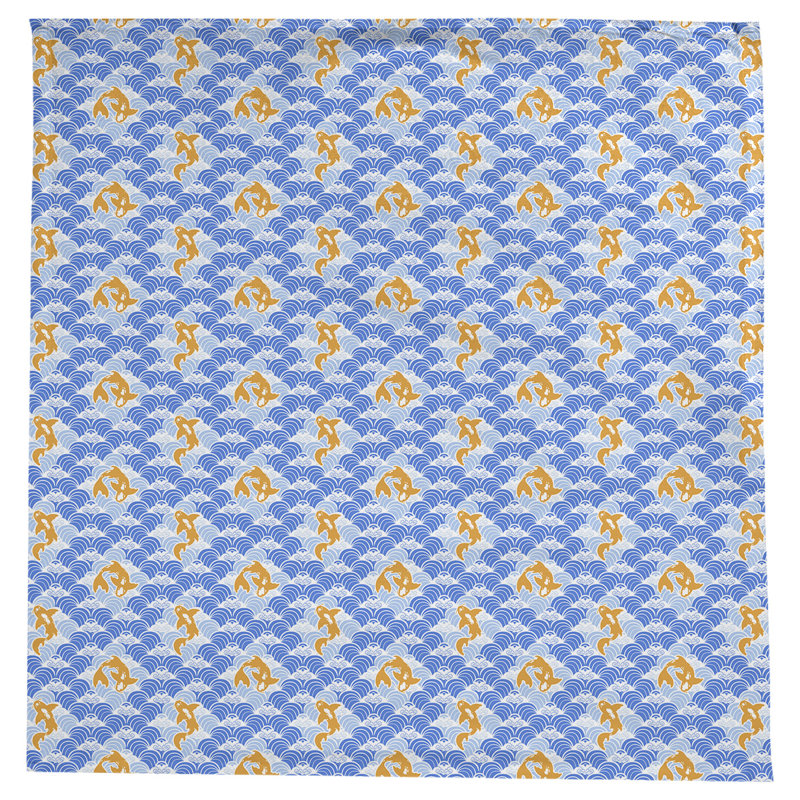 Leffel Koi Fish Waves Pattern Tablecloth, Blue
