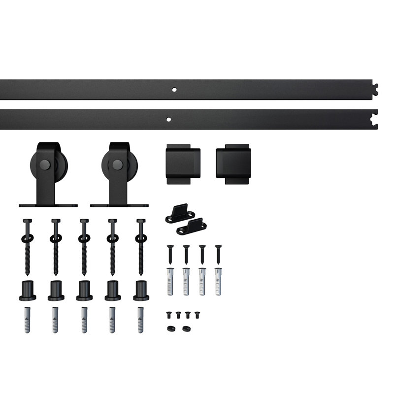 JUBEST Black Steel Single Door Barn Door Hardware Kit Standard Single (Not Include Door), 72 in.