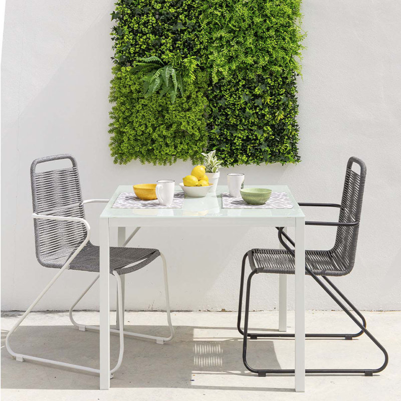 Stubblefield Stacking Patio Dining Armchair, White, Light grey