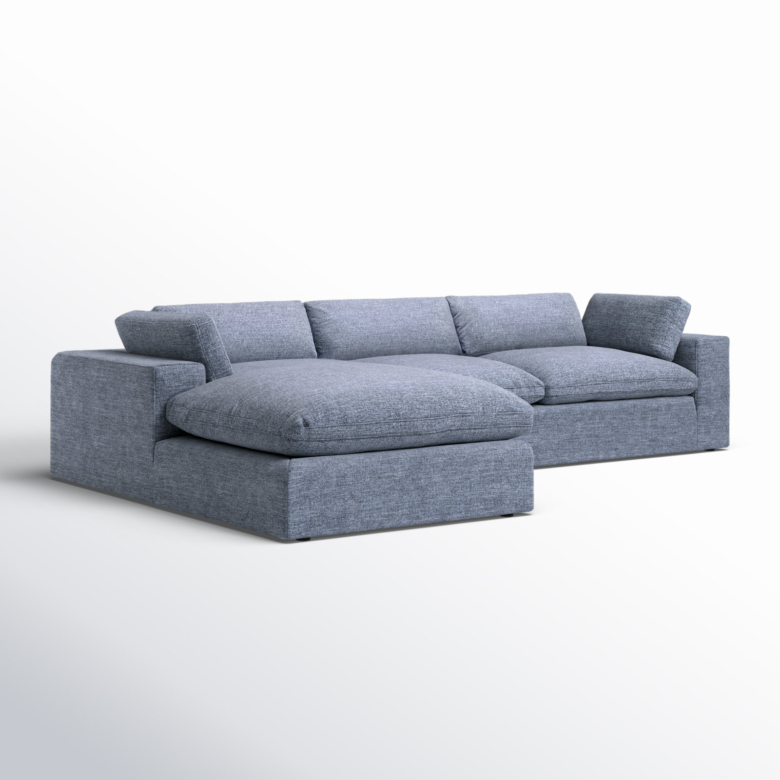 Asher Sofa and Chaise, Left Hand Facing, Brent Dark Gray Performance Chenille