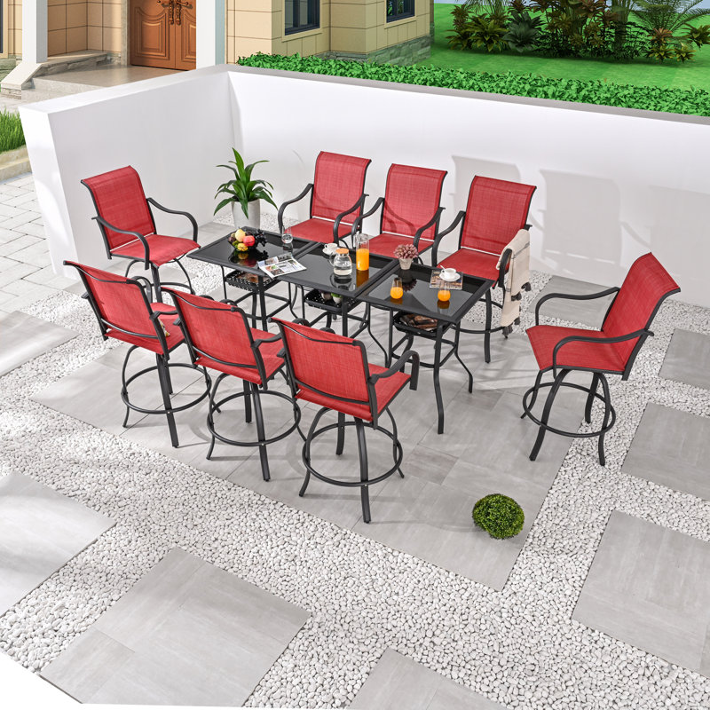 Motto Square 8 - Person Bar Height Dining Set, Red