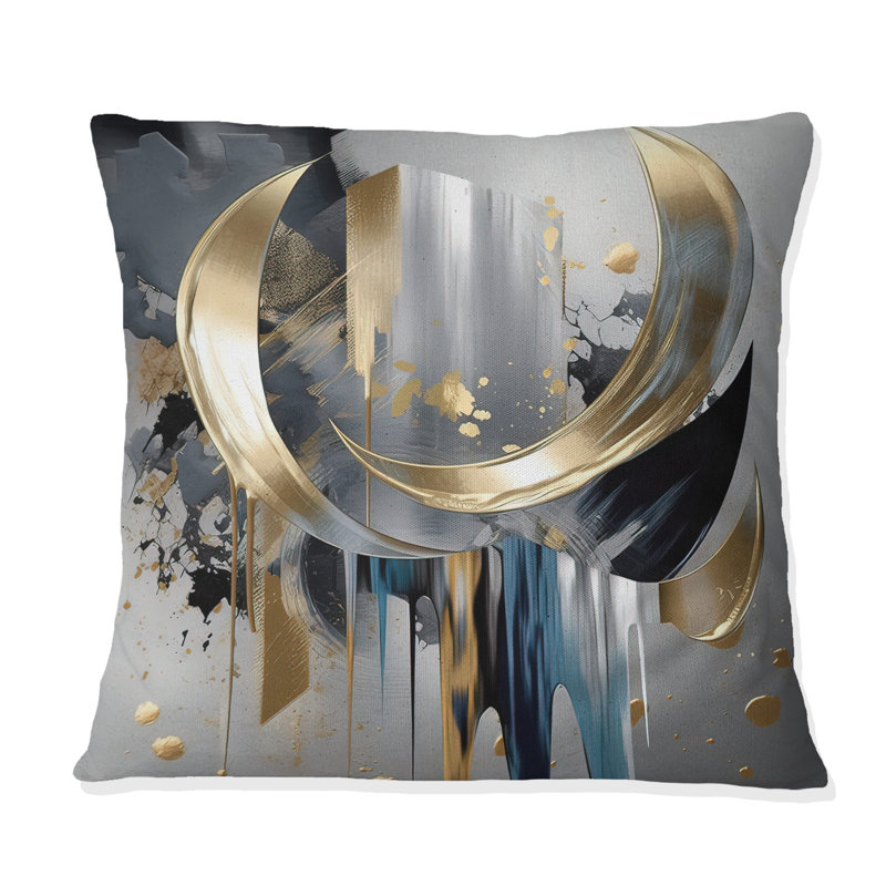 Abstract Shapes And Lines I - Abstract Marble Printed Pillow, 18"H x 18"W
