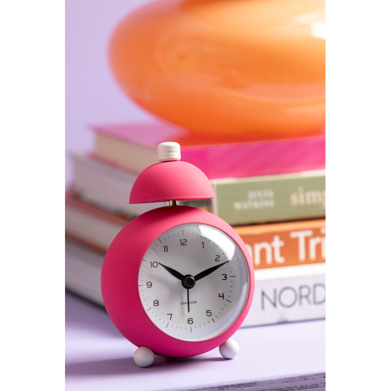 Iron Mechanical Alarm Tabletop Clock, Pink