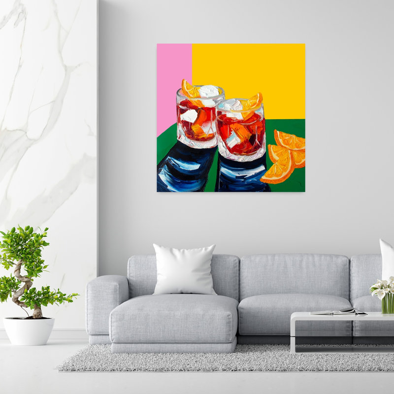 Art mural coloré vibrant, cocktails colorés, H 48 po x l 48 po