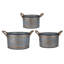 Pots décoratifs en métal style chalet avec poignées en corde et finition galvanisée