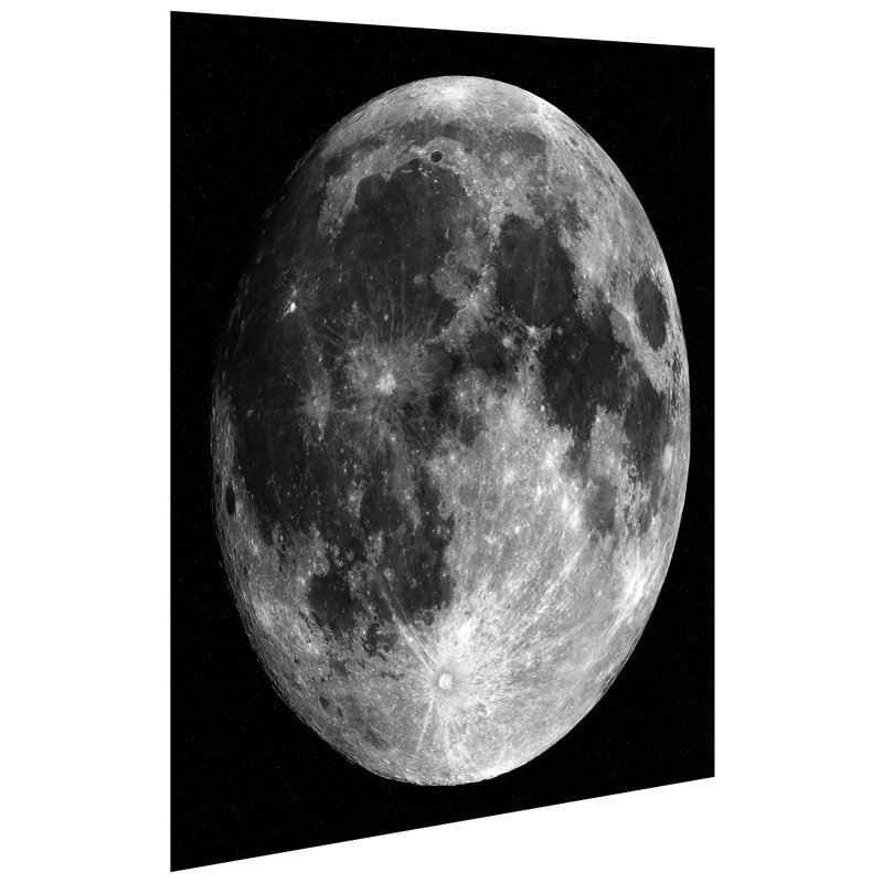 Full Moon Black and White Tempered Glass Wall Art, 40" x 40"