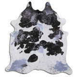 Cheveux délavés à l'acide sur cuir de vache bleu marine vieilli 3 - 5 m - A
