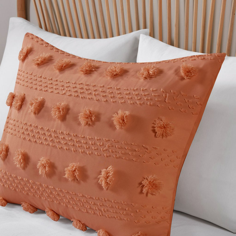 Rust Full Down Alternative Microfiber Comforter Set with Pom Poms