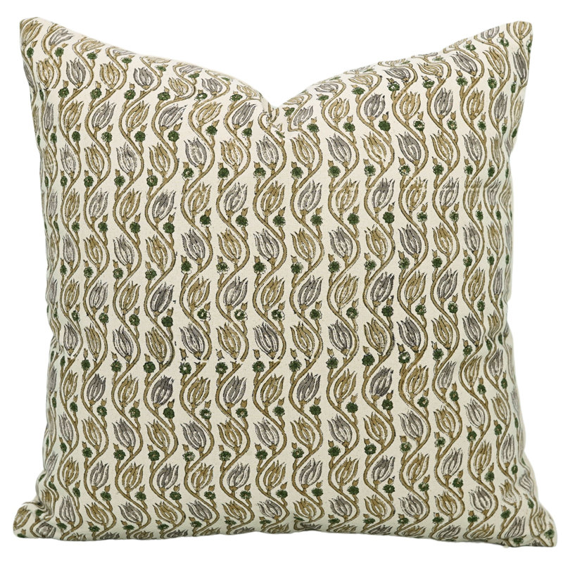 Housse de coussin en coton Floral, H 14 po x l 14 po, Carré