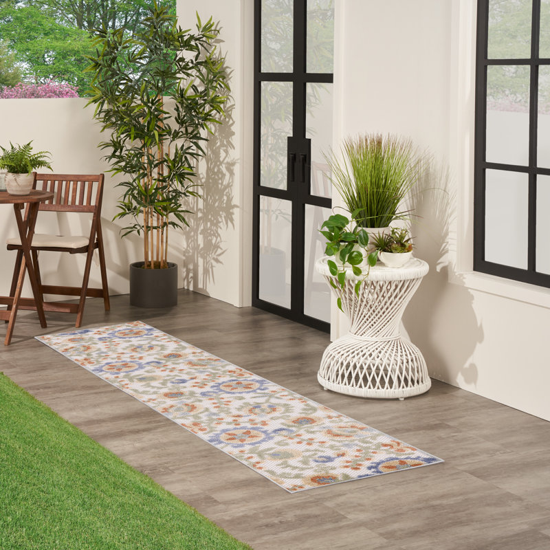 Exann Floral Indoor/Outdoor Area Rug, Runner 2' x 6'