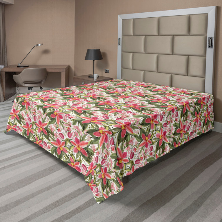 Ambesonne, drap plat floral pivoines, art botanique printanier