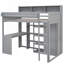 Lit mezzanine en bois avec plusieurs tablettes de rangement et garde-robe-812011145
