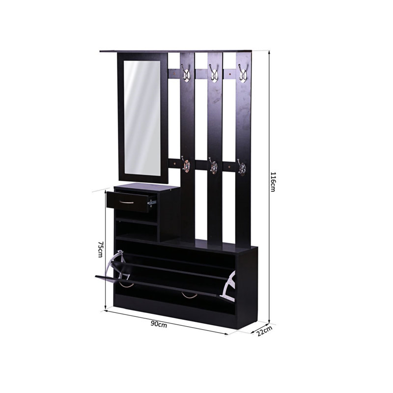 Myrtie Three In One Combination Model Gate Cabinet With Shoe Cabinet+Hang Shelf+ Mirror