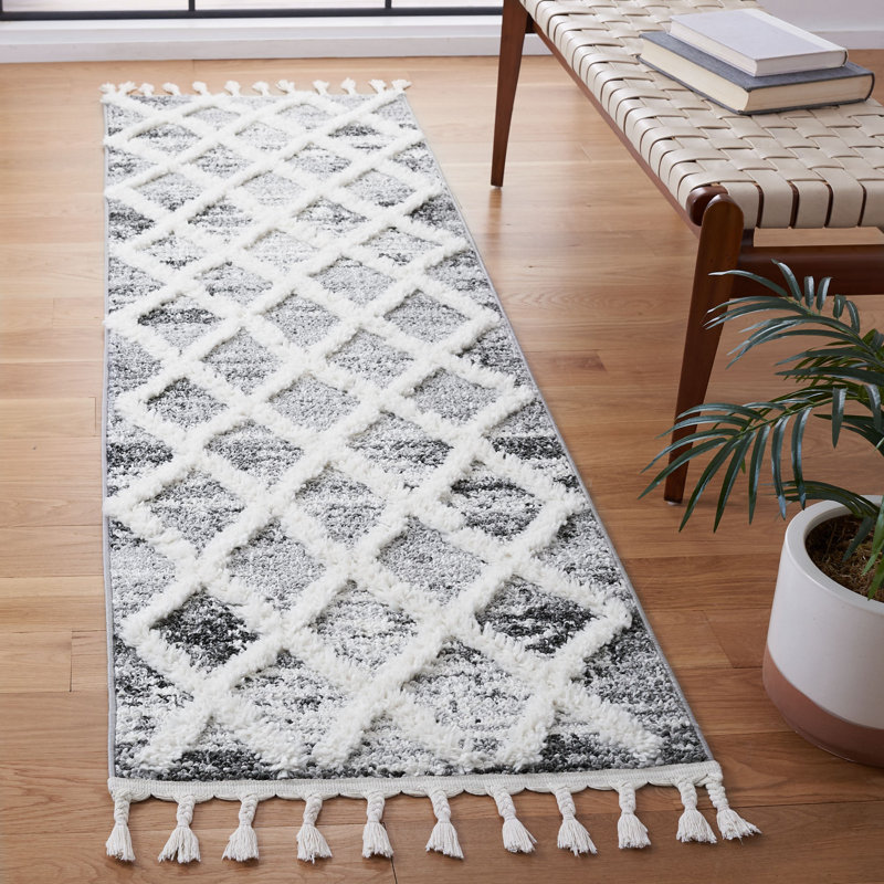Tapis à poils longs Demelza, Tapis de couloir 2 pi 3 po x 12 pi