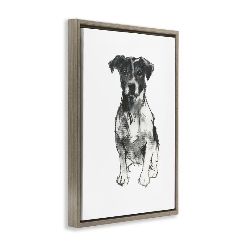 Dessin de chien Minimal par Cartissi, H 25 po x l 17 po, Cadre flottant orme Montalcino