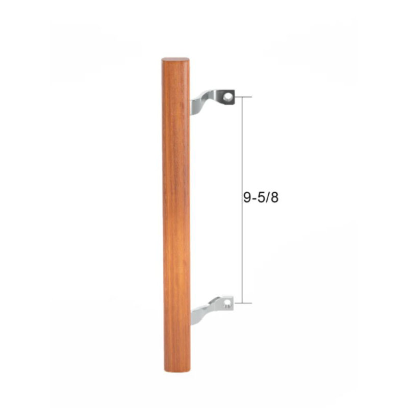 Poignée de porte en bois avec support chromé 2 vis incluses, trou de 9 5/8 po