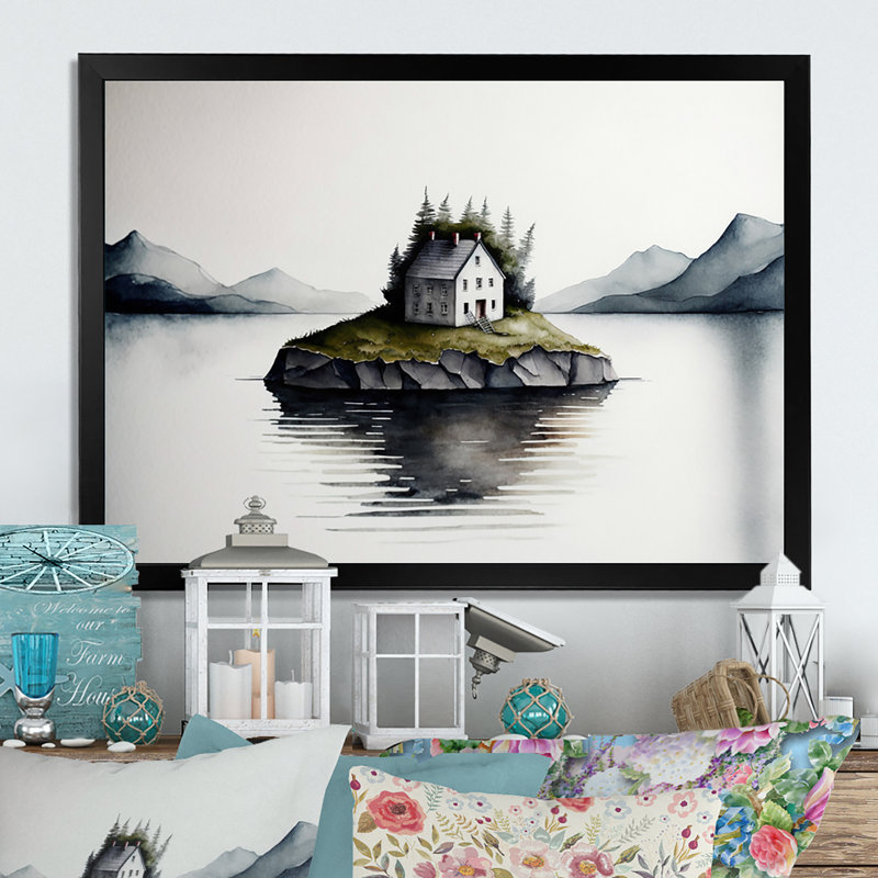 «Little Countryhouse By The Lake IV», reproduction sur toile, Toile avec cadre photo noir, H 12 po x l 20 po x P 1 po