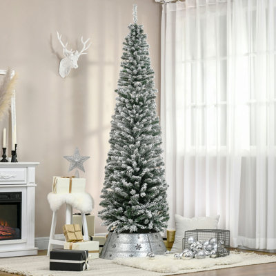 Arbre de Noël artificiel mince enneigé 7,5 pi avec branches réalistes et 738 pointes