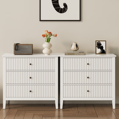Grande commode 3 tiroirs Amberrae, ensemble de 2